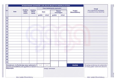 511-3E Ewidencja czasu wykonywania umowy zlecenia 511-3E