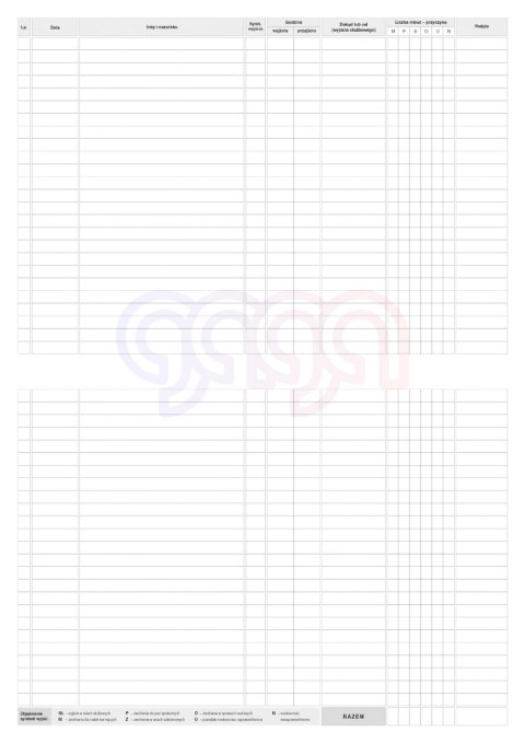 574-1 Ewidencja wyjść w godzinach służbowych 574-1