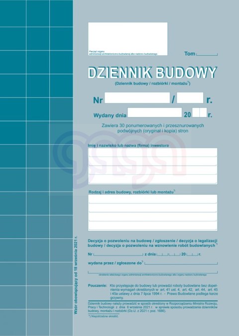 603-2 Dziennik budowy 603-2