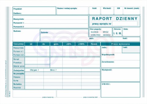 790-3 Raport dzienny pracy sprzętu 790-3