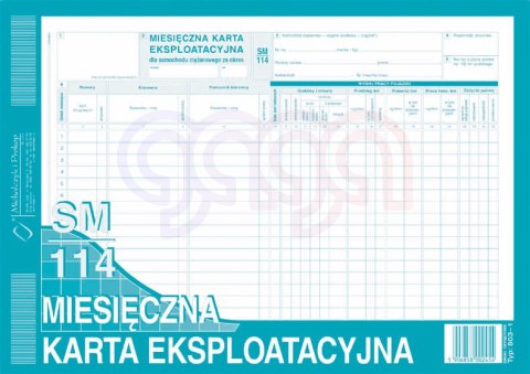 803-1 Miesięczna karta eksploatacyjna sm/114 (samochód ciężarowy) 803-1