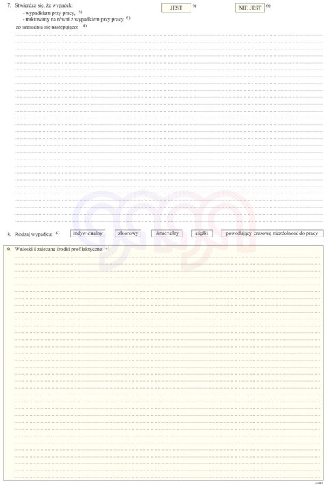 871-1N Protokół ustalenia okoliczności i przyczyn wypadku przy pracy 871-1N