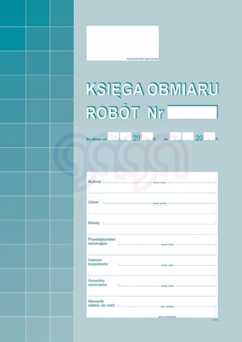 Druk Księga Obmiaru Robót o+k A4 60 kartek zeszyt