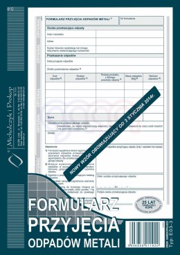 E03-3 Formularz przyjęcia odpadów metali E03-3