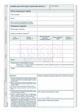 E03-3 Formularz przyjęcia odpadów metali E03-3