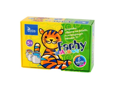 Farby plakatowe 6 kol. 20 ml. Tetis