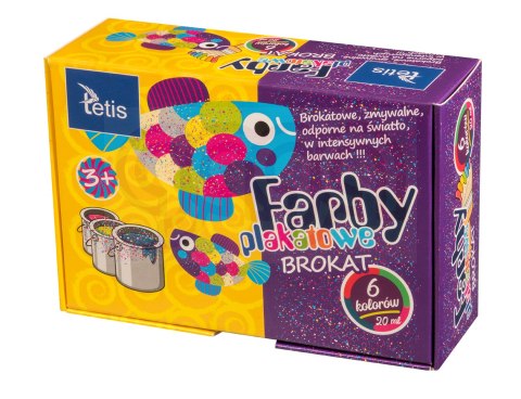 Farby plakatowe brokat 6 kol. 20ml. Tetis