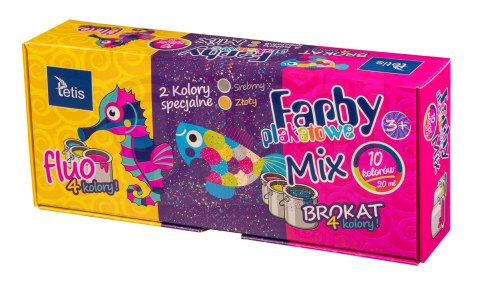 Farby plakatowe mix 10 kol. 20 ml. Tetis