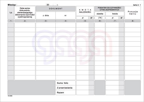 K19 Rejestr podatku od czynności cywilnoprawnych K-19