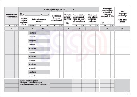 K8 Ewidencja środków trwałych K-8