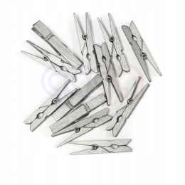 Klamerki SPINACZE ozdobne drewno 47mm 12szt. SREBRNE 253036