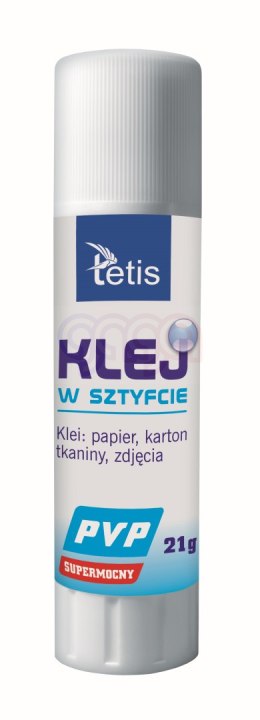 Klej w sztyfcie typu PVP bezbarwny 21 g Tetis