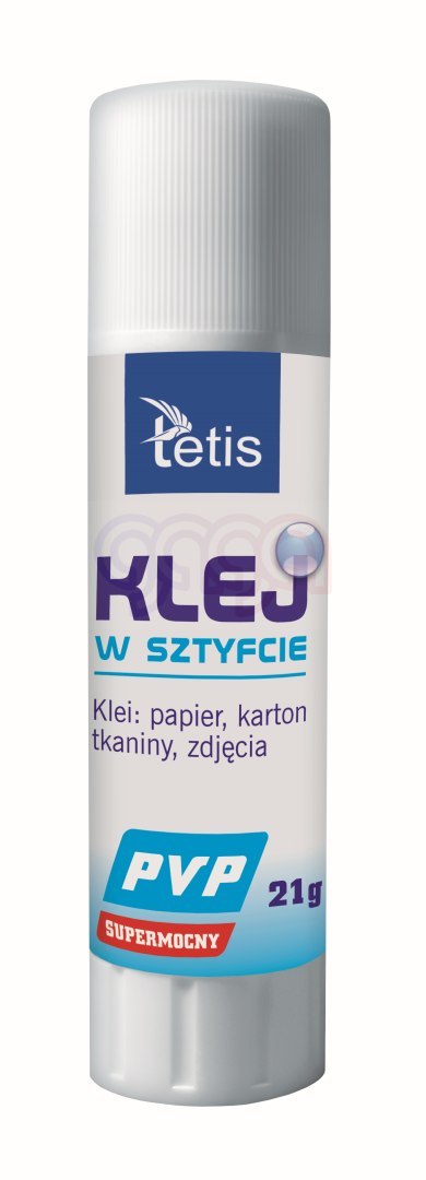 Klej w sztyfcie typu PVP bezbarwny 21 g Tetis