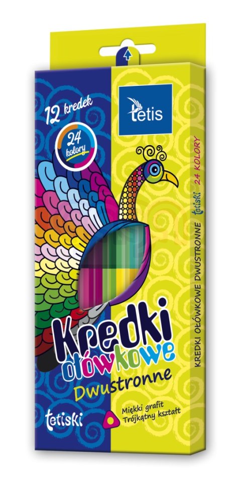Kredki tetiski dwustronne 24 kol. (12 szt.) Tetis