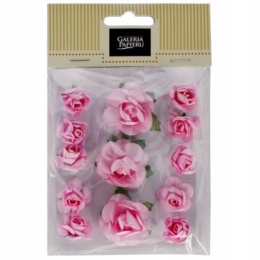 Kwiaty papierowe RÓŻE, jasnoróżowe ,13 szt. 252036
