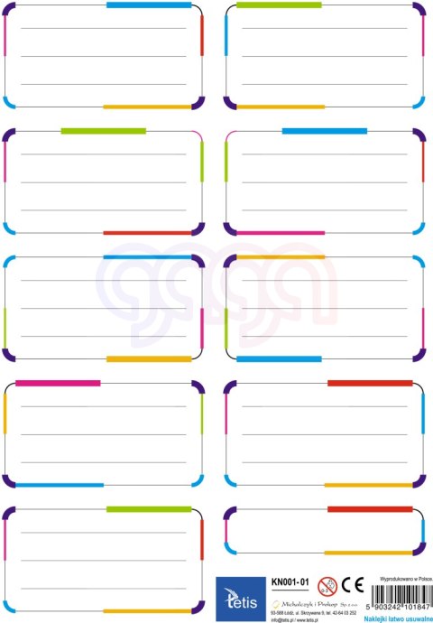 Naklejki na zeszyty i książki,zest. - 25 ark. Tetis