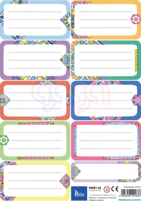 Naklejki na zeszyty i książki,zest. - 25 ark. Tetis