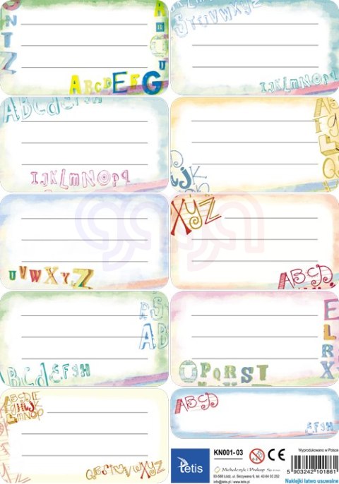 Naklejki na zeszyty i książki,zest. - 25 ark. Tetis