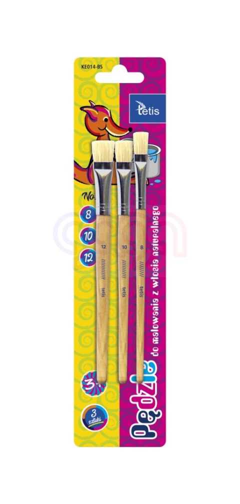 Pędzle do malowania płaskie (8, 10, 12) Tetis