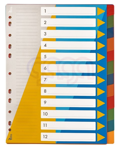 Przekładki PP A4 numeryczne 1-12 Tetis
