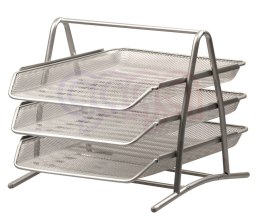 Przybornik 3 szuflady zestaw srebrny Tetis