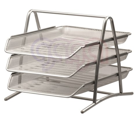 Przybornik 3 szuflady zestaw srebrny Tetis