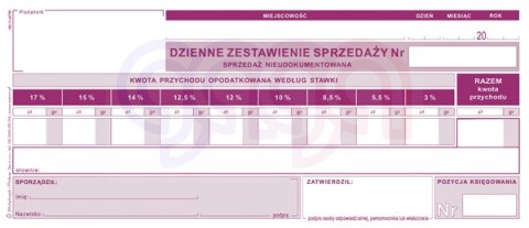 R5h Dzienne zestawienie sprzedaży - nieudokumentowanej (dla podatników zryczałtowanego podatku dochodowego) R-5h