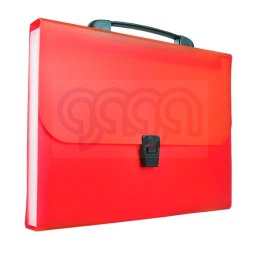 Teczka harmonijkowa PP z rączką, 13 przegród, A4 czer. Tetis