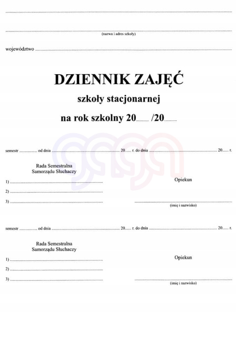 Dziennik zajęć szkoły stacjonarnej