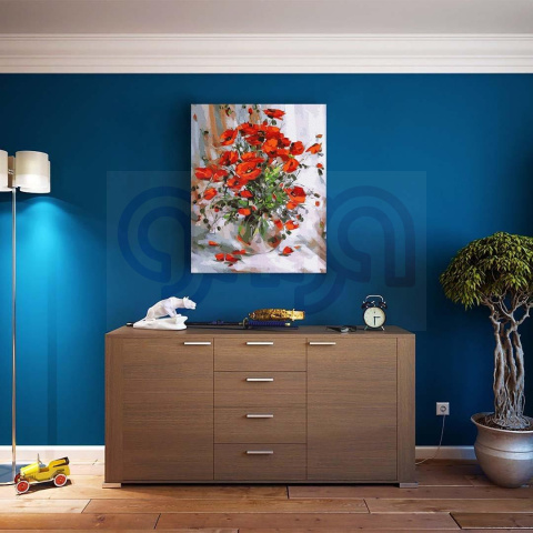 Malowanie po numerach Czerwone maki BEZ RAMY 40x50cm