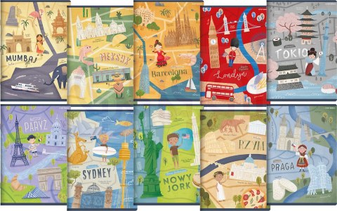 Zeszyt TOP 2000 CITIES OF THE WORLD A5 32k 70g mix kratka z marginesem 400157668