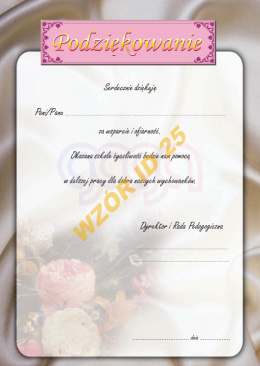 PODZIĘKOWANIE Z WDRUKOWANYM TEKSTEM