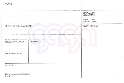KARTA AKCESYJNA DWUTYGODNIKA PU-B-113