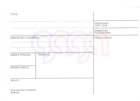 KARTA AKCESYJNA KWARTALNIKA PU-B-116