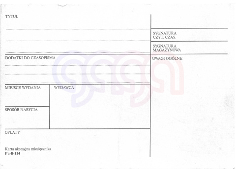 KARTA AKCESYJNA MIESIĘCZNIKA PU-B-114