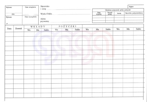 KARTOTEKA DO PRACOWNICZEJ KASY ZAPOMOGOWO-POŻYCZKOWEJ