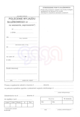 POLECENIE WYJAZDU SŁUŻBOWEGO