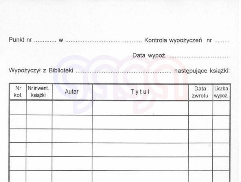 KONTROLA WYPOŻYCZEŃ PUB-180