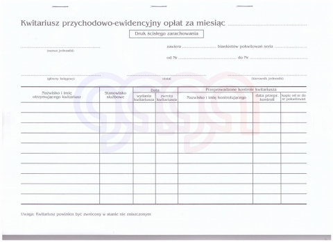 KWITARIUSZ PRZYCHODOWY A4