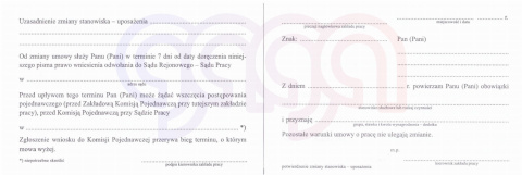 POTWIERDZENIE ZMIANY STANOWISKA - UPOSAŻENIA