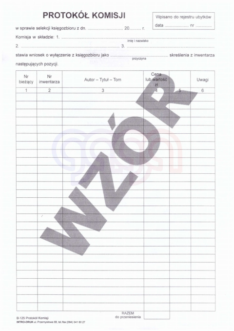 PROTOKÓŁ KOMISJI B-125