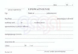 UPOWAŻNIENIE DO ODBIORU TOWARU