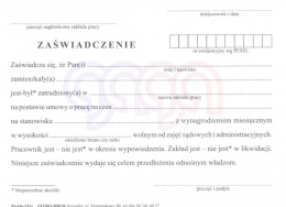 ZAŚWIADCZENIE O ZATRUDNIENIU