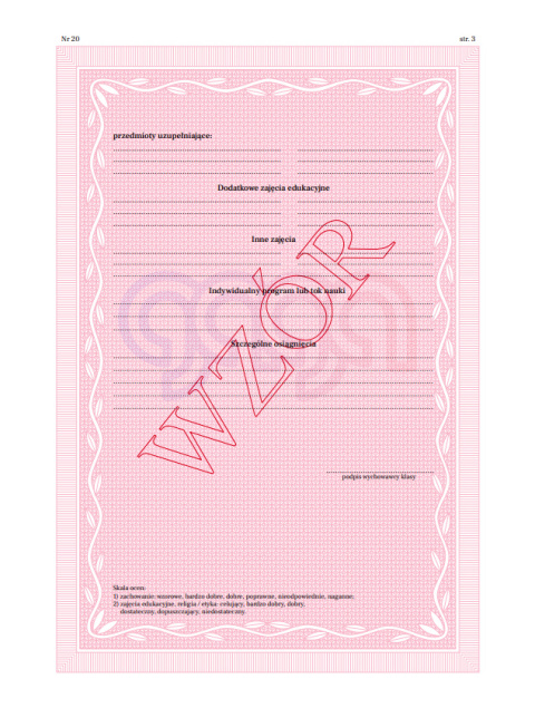ŚWIADECTWO PROMOCYJNE Z WYRÓŻNIENIEM DLA UCZNIÓW TECHNIKUM MEIN-I/20-W/2 ŚWIADECTWO PROMOCYJNE Z WYRÓŻNIENIEM DLA UCZNIÓW TECHNIKUM MEIN-I/20-W/2