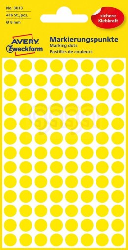 Kółka do zaznaczania kolorowe, 416 etyk./op., Q8 mm, żółte Avery Zweckform, 3013 (X)