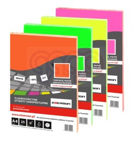 Fluorescencyjne etykiety samoprzylepne A4 żółte 25 arkuszy Emerson ETOKZOL001x025x010