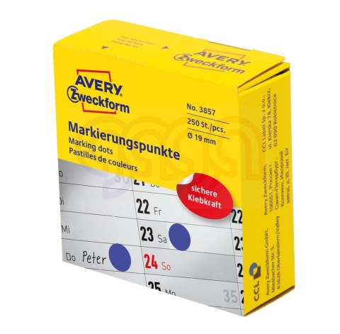 Kółka do zaznaczania niebieskie 3857 Q19 w rolce Avery Zweckform