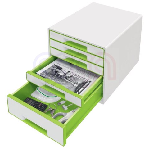 Pojemnik z 5 szufladami Leitz WOW, biały/zielony 52142054
