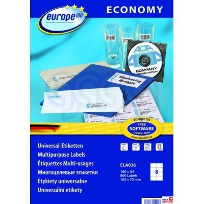 Etykiety uniwersalne białe ELA036 105 x 70 100 ark. Economy Europe10 Avery Zweckform