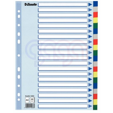 Przekładki plastikowe z PP A4 ESSELTE 20 kart 15263